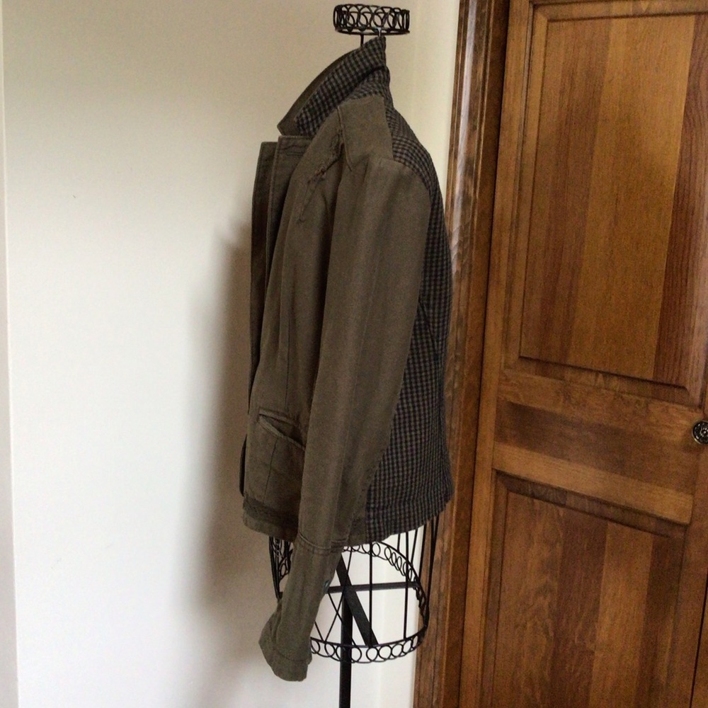 Anthropologie | Hei Hei Army Green Mixed Media jacket blazer Women’s, 14P - Picture 3 of 11